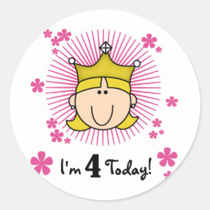 Blond Prinses 4e Verjaardag Tshirts en geschenken Ronde Sticker