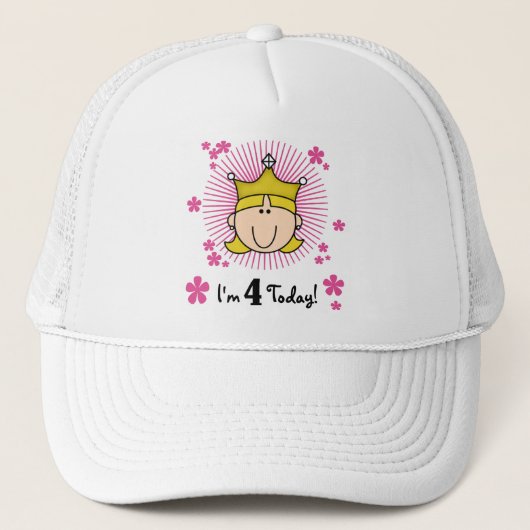 Blond Prinses 4e Verjaardag Tshirts en geschenken Trucker Pet (Voorkant)