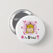 Blond prinses 5th Birthday Ronde Button 5,7 Cm (Voorkant /achterkant)