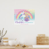 Blond Prinses Eenhoorn Verjaardag Regenboog Welkom Poster (Keuken)