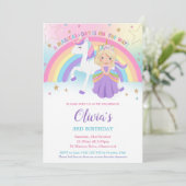 Blond Prinses Eenhoorn Verjaardagsfeest Rainbow Kaart (Staand voorkant)