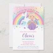 Blond Prinses Eenhoorn Verjaardagsfeest Rainbow Kaart (Voorkant)