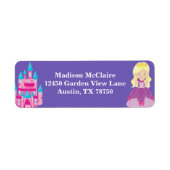 blond prinses meisje schattig Paarse retour adres Etiket (Voorkant)