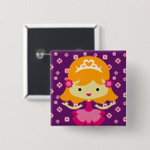 Blond Prinses Verjaardag Button (Voorkant /achterkant)