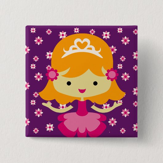 Blond Prinses Verjaardag Button (Voorkant)