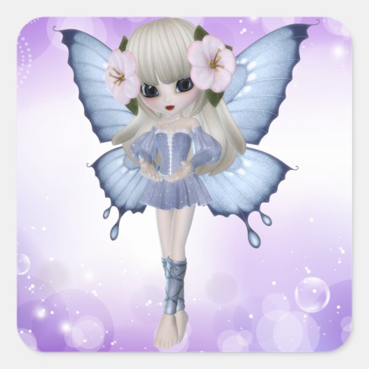 Blond Prinses Vierkante Sticker (Voorkant)