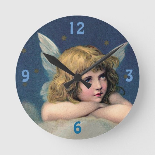  Blond Resting Angel Clock Ronde Klok (Voorkant)