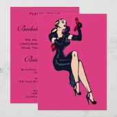  Blond Retro Glamor Girl Bachelorette Party Kaart (Voorkant / Achterkant)