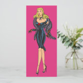 Blond Retro Glamor Girl Bachelorette Party Kaart (Staand voorkant)