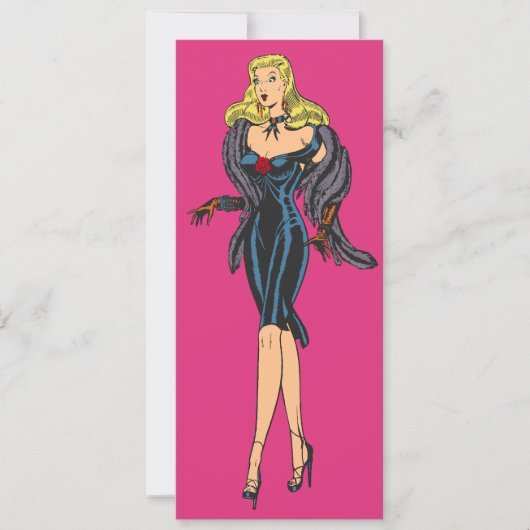 Blond Retro Glamor Girl Bachelorette Party Kaart (Voorkant)