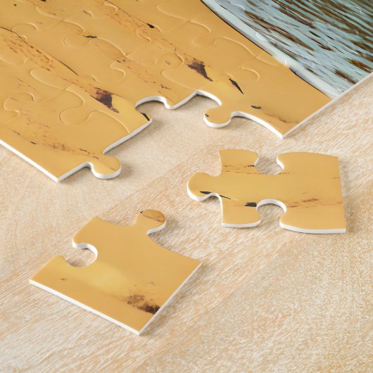 blond retro vrouw en surfer man legpuzzel (Zijkant)