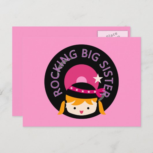 Blond Rocking Big Sister Briefkaart (Voorkant / Achterkant)