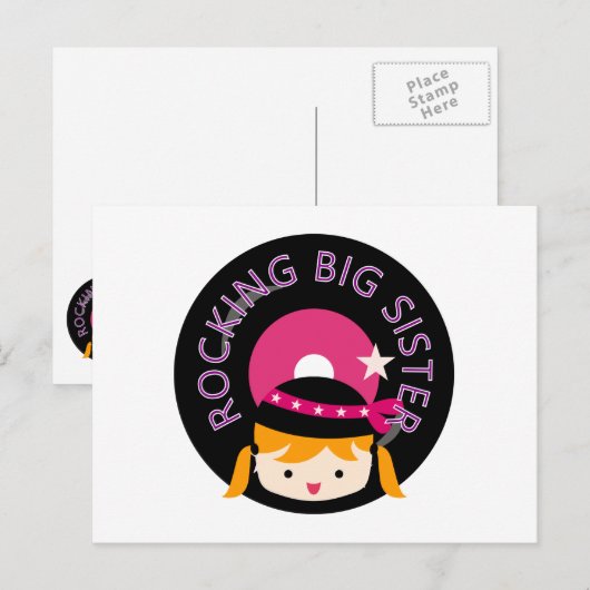 Blond Rocking Big Sister Briefkaart (Voorkant / Achterkant)