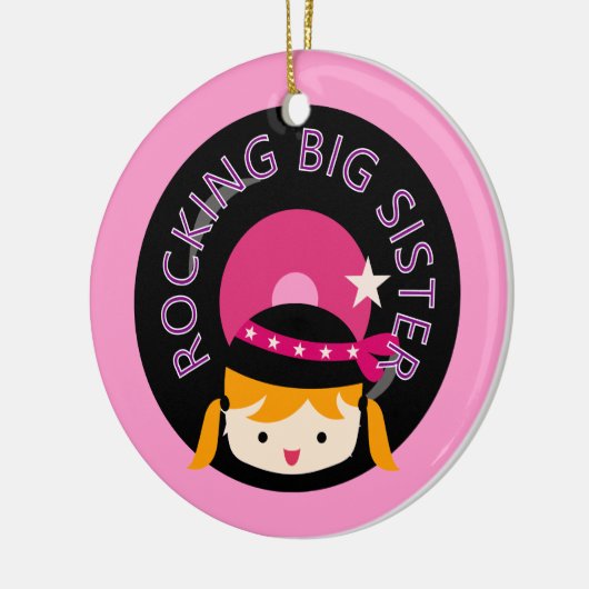 Blond Rocking Big Sister Keramisch Ornament (Links)