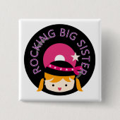 Blond Rocking Big Sister Vierkante Button 5,1 Cm (Voorkant)