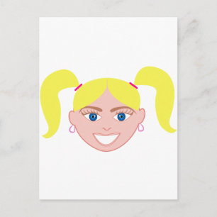 Blond rood hoofd meisje gezicht briefkaart