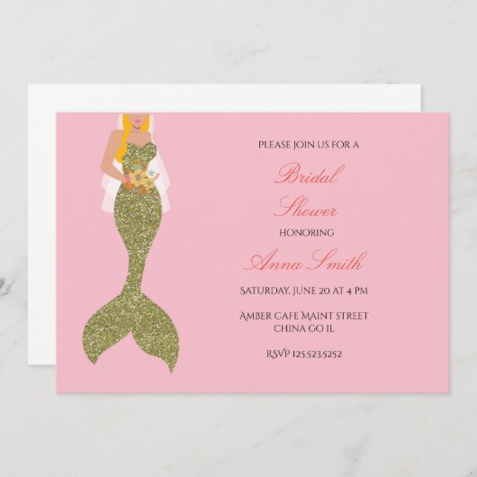 Blond roze bruine doucheuitnodiging kaart (Voorkant / Achterkant)