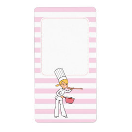 Blond Schattige Cartoon Chef Jar Label