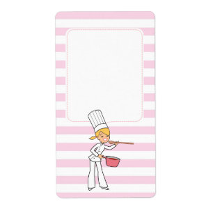 Blond Schattige Cartoon Chef Jar Label