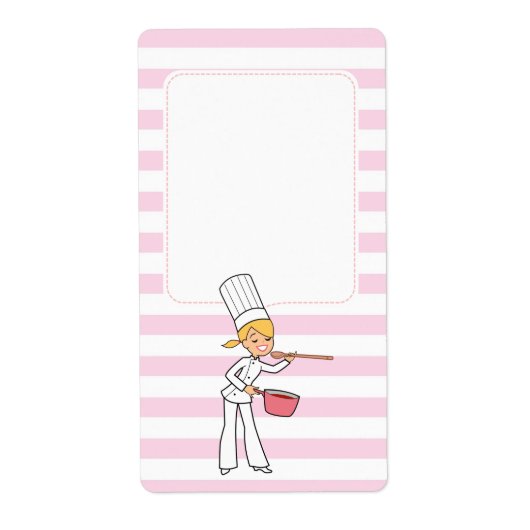 Blond Schattige Cartoon Chef Jar Label (Voorkant)