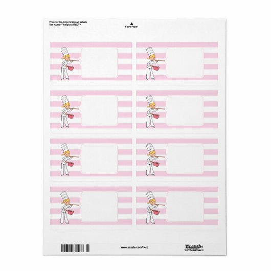 Blond Schattige Cartoon Chef Jar Label (Full Sheet)