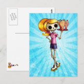 Blond Skeleton Waitress Briefkaart (Voorkant / Achterkant)