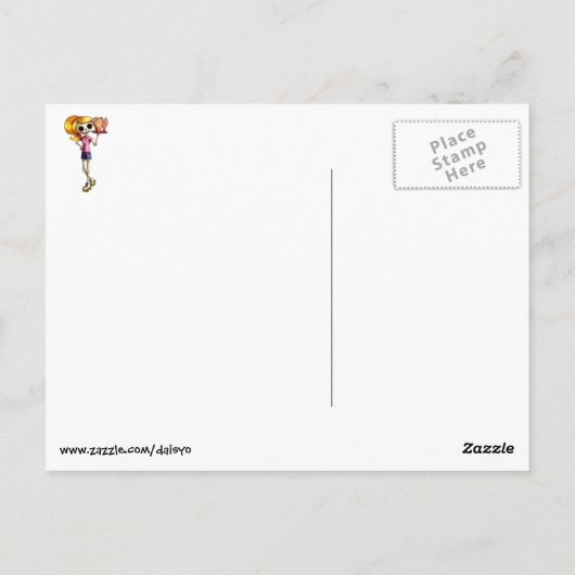 Blond Skeleton Waitress Briefkaart (Achterkant)
