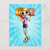 Blond Skeleton Waitress Briefkaart (Voorkant)