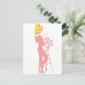 Blond Skier Briefkaart (Staand voorkant)