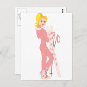 Blond Skier Briefkaart (Voorkant / Achterkant)