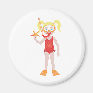 Blond Snorkel Meisje Magneet