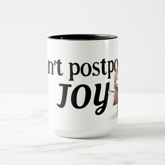 blond stick figuur meisje met vreugde citaat mok (Midden)