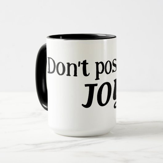 blond stick figuur meisje met vreugde citaat mok (Voorkant links)