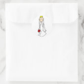 Blond Stokfiguur Bruid Sticker (Tas)