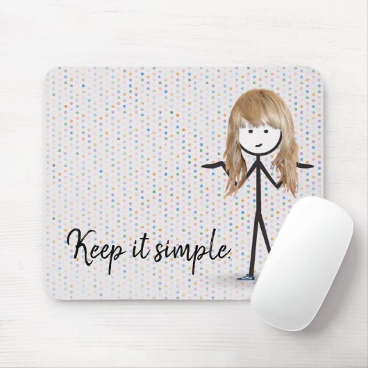 Blond Stokpoppetje Op Stippen Muismat (Met muis)