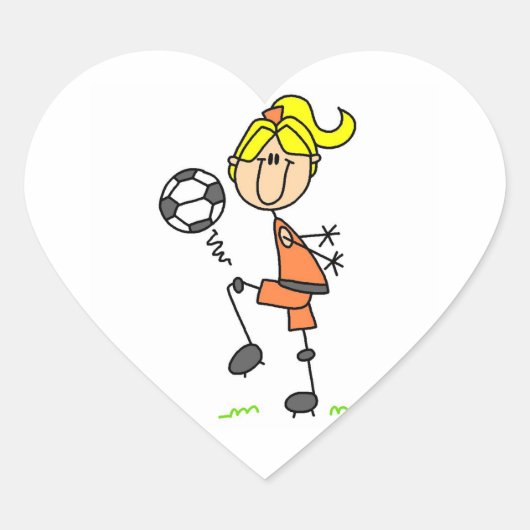 Blond teken Afbeelding voetballergierschotjes Hart Sticker (Voorkant)