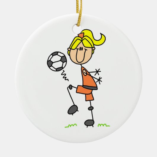 Blond teken Afbeelding voetballergierschotjes Keramisch Ornament (Voorkant)