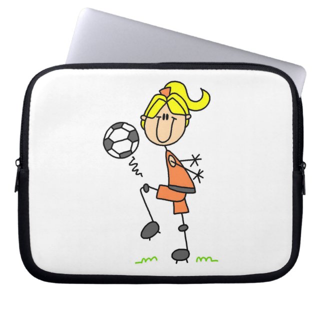 Blond teken Afbeelding voetballergierschotjes Laptop Sleeve (Voorkant)