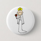 Blond teken Figuur Bride Button (Voorkant)