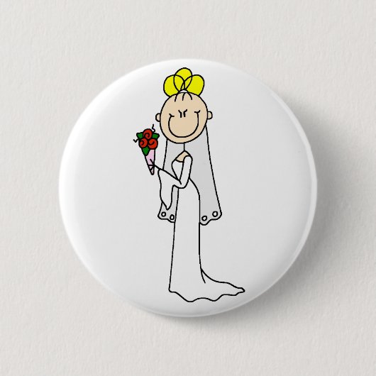 Blond teken Figuur Bride Button (Voorkant)