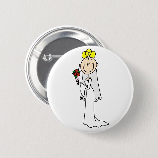 Blond teken Figuur Bride Button (Voorkant /achterkant)