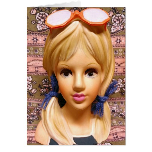 Blond Tiener Lady Head Vaas Zonnebril Pigtails (Voorkant)