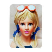 Blond Tiener Lady Head Vaas Zonnebril Pigtails Magneet (Verticaal)