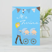 Blond Twin Boys Baby shower Invitation Kaart (Staand voorkant)