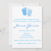 Blond Twin Boys Baby shower Invitation Kaart (Achterkant)