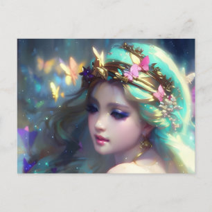 Blond Vrouw en Vlinders Briefkaart