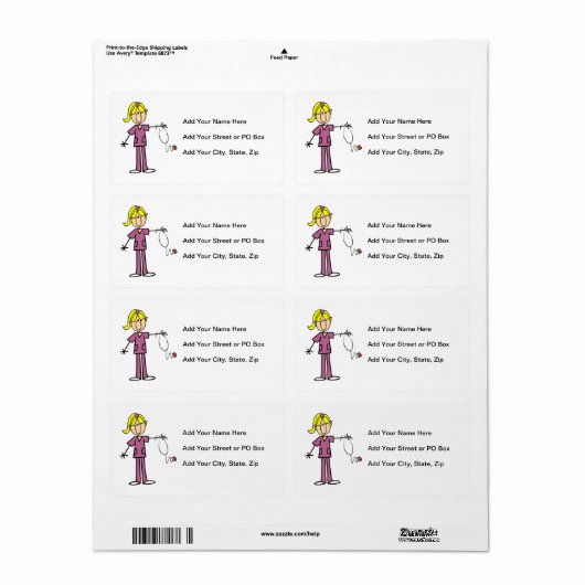 Blond Vrouw Etiket (Full Sheet)