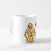 Blond Vrouw Fruit Top Broek Koffiemok (Voorkant links)
