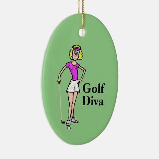 Blond Vrouw Golfer Kerstornament Keramisch Ornament (Rechts)
