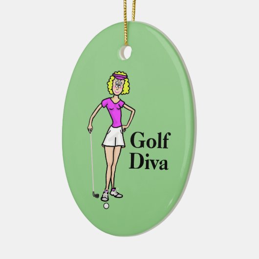 Blond Vrouw Golfer Kerstornament Keramisch Ornament (Links)